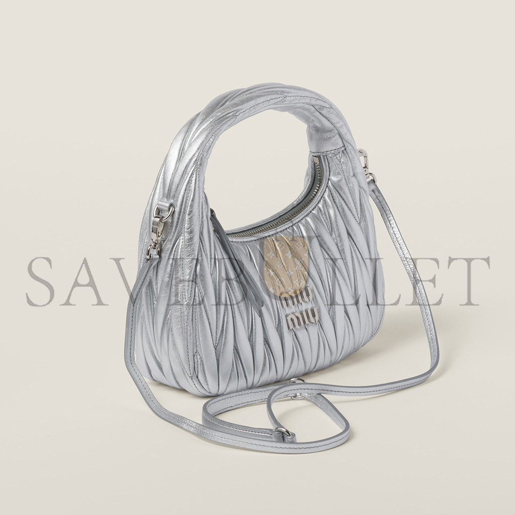 MIU MIU WANDER MATELASSÉ NAPPA LEATHER HOBO BAG 5BC125 (20*17*6cm)